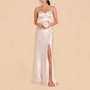 BIRDY GREY Jay Dress in Shiny Satin Champagne